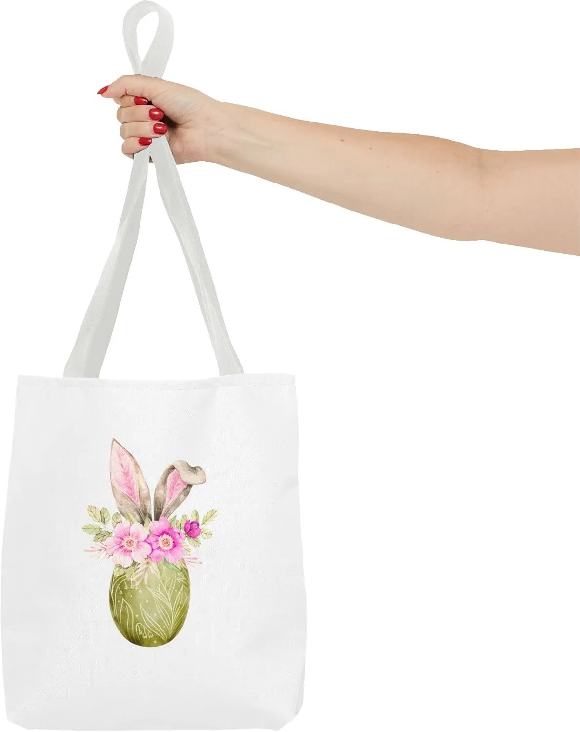 Whimsical Bunny Tote Bag, Floral Print Shopping Bag, Spring Gift, Reusable Eco Tote, Cute Bag for Mom, Travel Bag