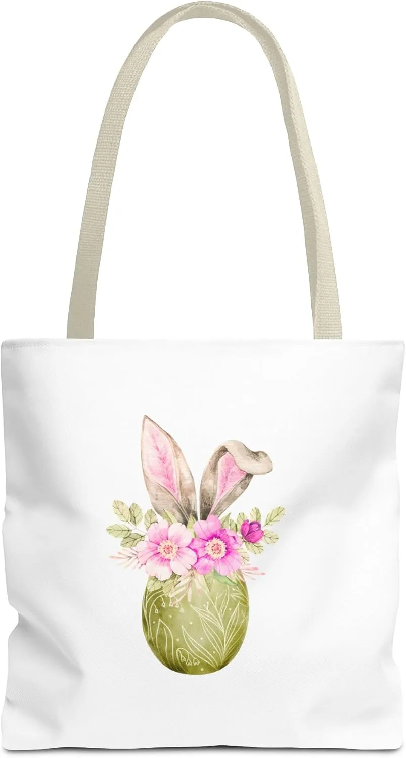 Whimsical Bunny Tote Bag, Floral Print Shopping Bag, Spring Gift, Reusable Eco Tote, Cute Bag for Mom, Travel Bag