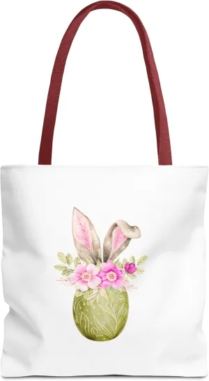 Whimsical Bunny Tote Bag, Floral Print Shopping Bag, Spring Gift, Reusable Eco Tote, Cute Bag for Mom, Travel Bag