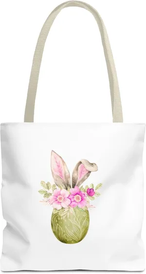 Whimsical Bunny Tote Bag, Floral Print Shopping Bag, Spring Gift, Reusable Eco Tote, Cute Bag for Mom, Travel Bag