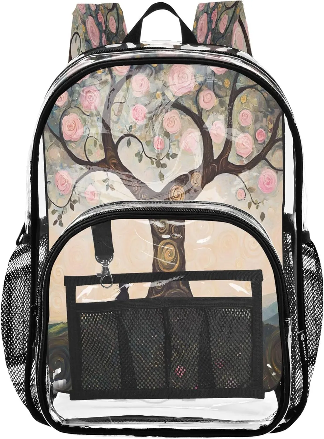 Whimsical Tree Pink Roses Backpack Kids, Clear Plastic Bag, Kid Backpack, Clear Backpacks