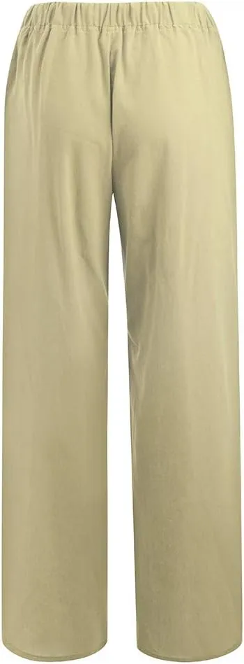 Wide Leg Pants Woman Summer Casual Loose High Waist Palazzo High Waisted Flowy Beach Lounge Pant Trousers with Pockets
