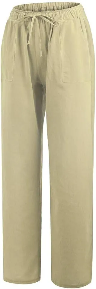 Wide Leg Pants Woman Summer Casual Loose High Waist Palazzo High Waisted Flowy Beach Lounge Pant Trousers with Pockets