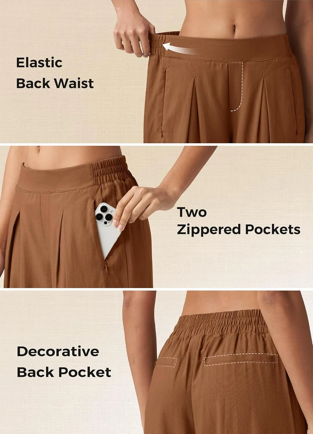 Willit Women's Linen Pants Wide Leg Casual Beach Summer Pants Palazzo Lounge Pants with Pockets