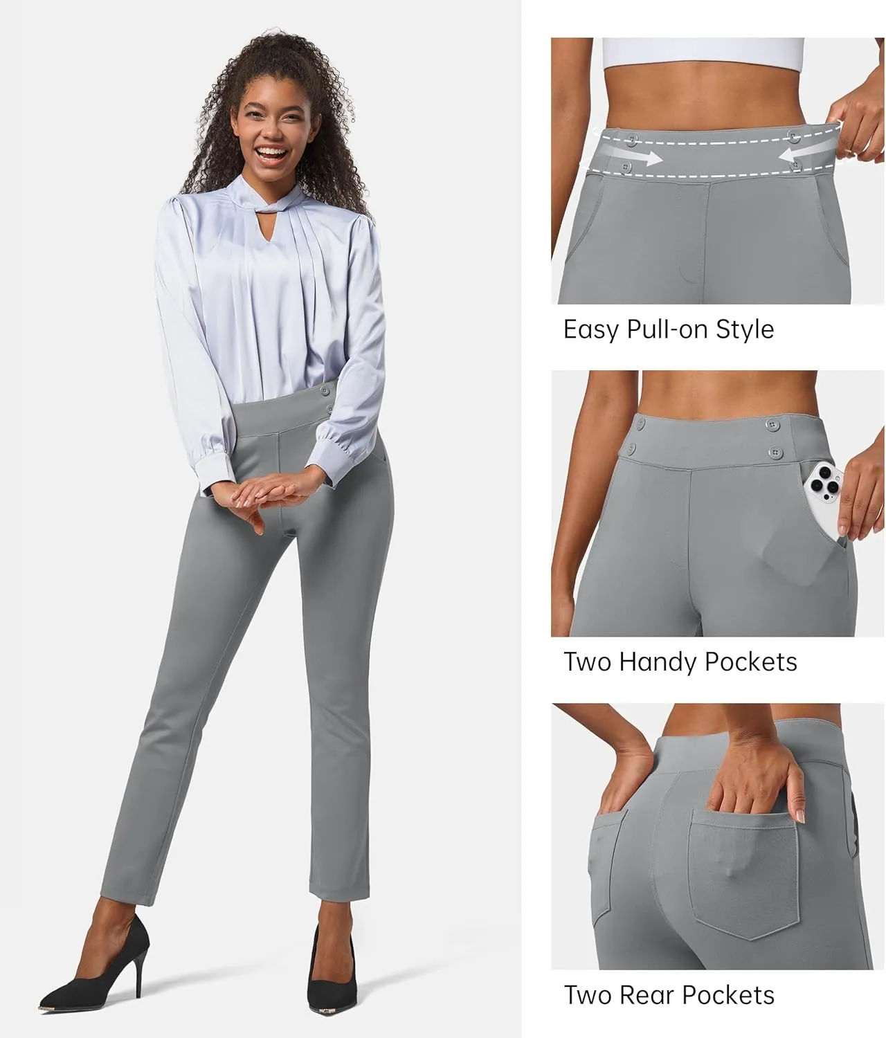 Willit Women's Yoga Dress Pants Stretch Business Work Casual Pants High Waisted Cropped Office Pants 27"