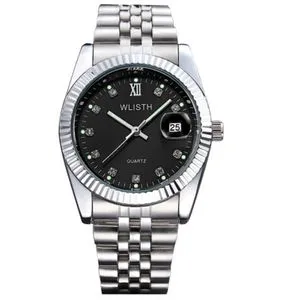 Wlisth Men's Watches Stainless Steel Luxury Diamond Waterproof with Date Quartz Watch