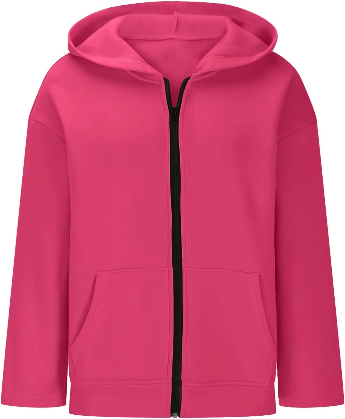Women Full Zipper Oversized Hooded Sweatshirts Long Sleeve Drop Shoulder Hoodies Trendy Casual Pullover Y2K Clothes
