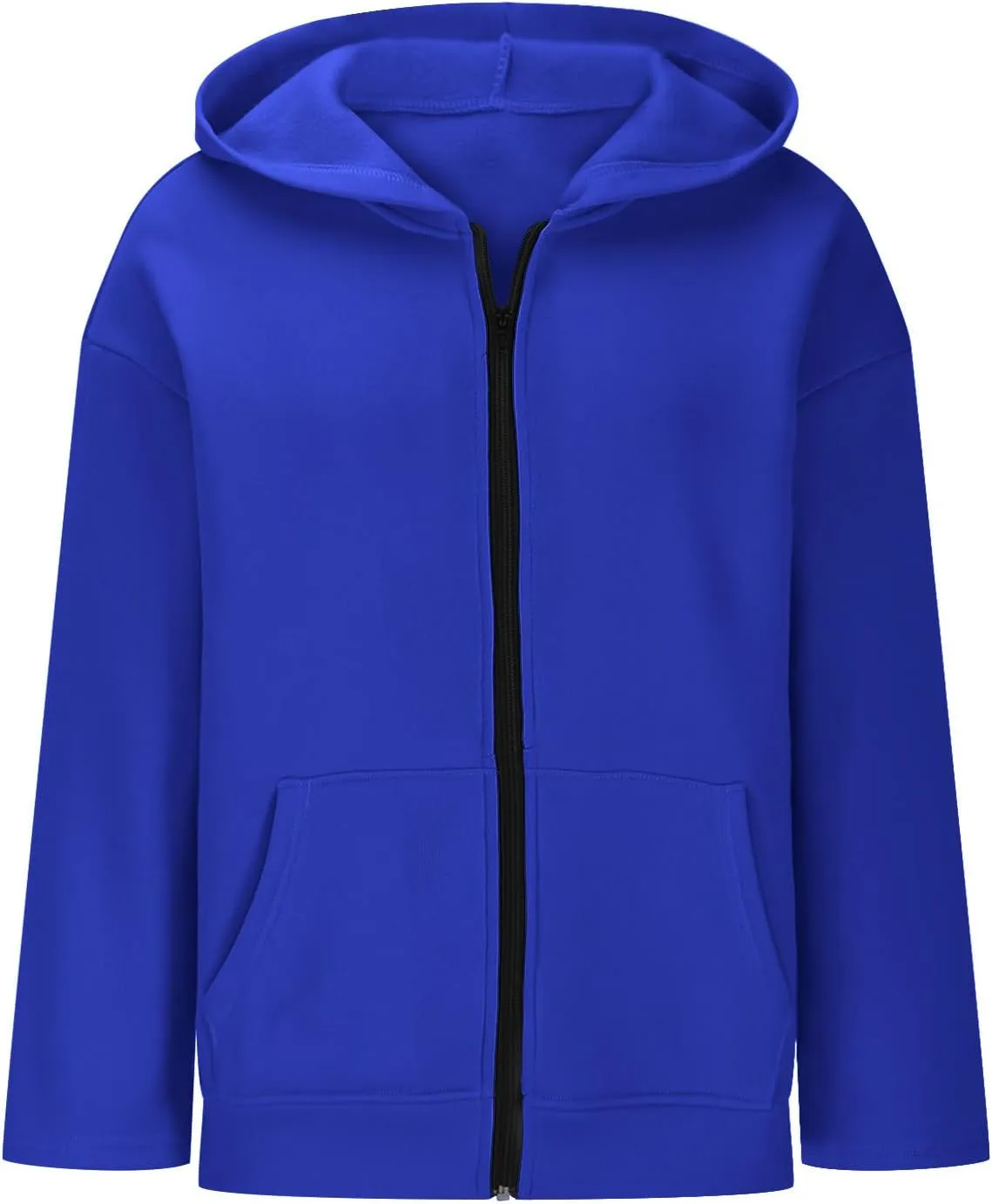 Women Full Zipper Oversized Hooded Sweatshirts Long Sleeve Drop Shoulder Hoodies Trendy Casual Pullover Y2K Clothes