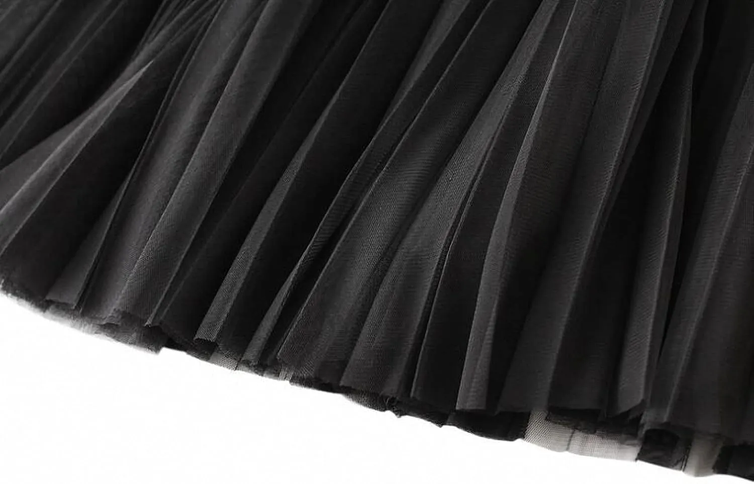 Women Tulle Mesh Pleated Skirt High Waist Petticoat with Belt Elegant Swing Midi Skirt