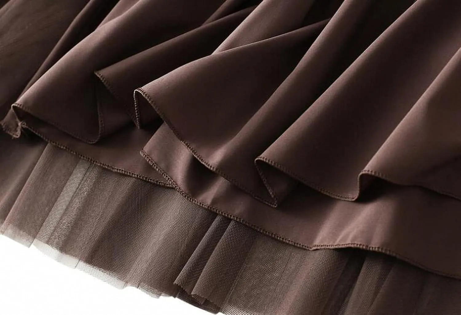 Women Tulle Mesh Pleated Skirt High Waist Petticoat with Belt Elegant Swing Midi Skirt