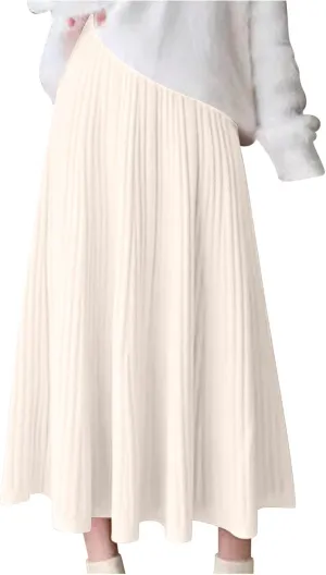 Women's Casual Knitted Skirts Simple Plain Ribbed Midi Skirts Trendy Y2K Fall Winter Going Out Basic Long Skirt 2024