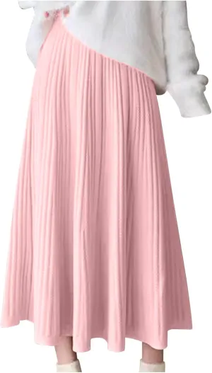 Women's Casual Knitted Skirts Simple Plain Ribbed Midi Skirts Trendy Y2K Fall Winter Going Out Basic Long Skirt 2024