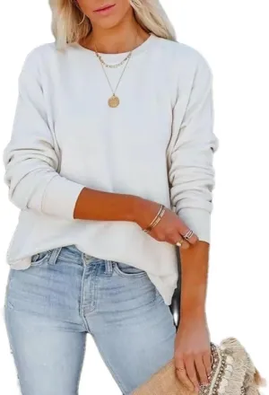 Women's Casual Long Sleeve Crewneck Sweatshirt Loose Flowy Lightweight Pullover Sweatshirts Tops