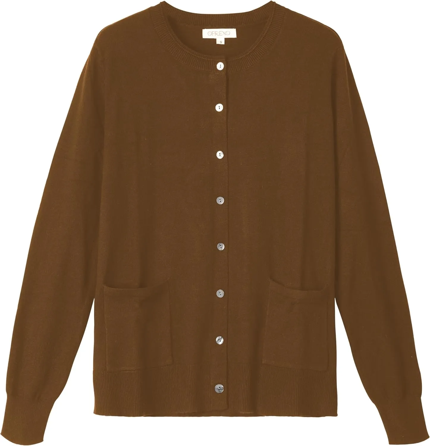 Women's Casual Open Front Button Long Sleeve Knit Pocket Lightweight Cardigan