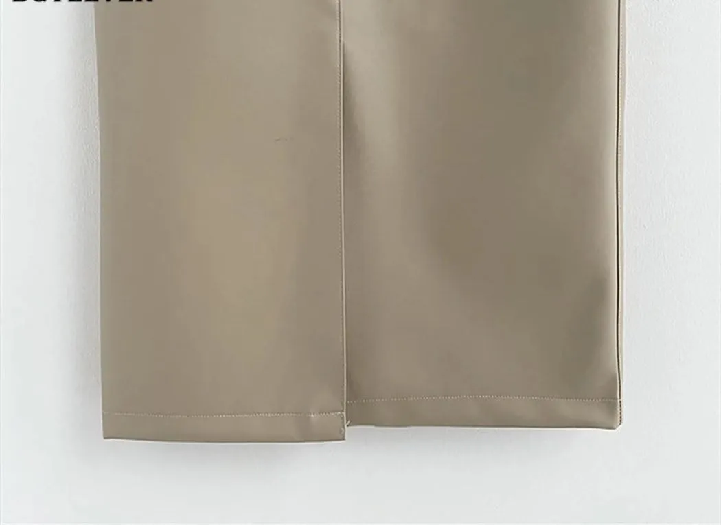 Women's Elegant Slim Split Faux Leather Skirt Office High Waist Skinny Package Hip Midi Pencil Skirts