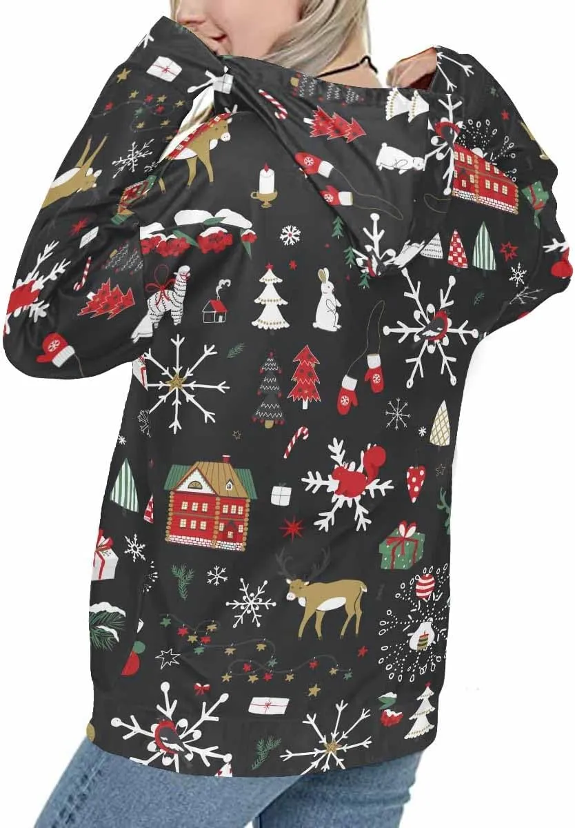 Womens Fall Fashion 2024 Merry Christmas Doodle Womens Hoodies Oversized Sweatshirts Pullover Long Sleeve Clothes