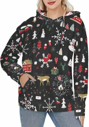 Womens Fall Fashion 2024 Merry Christmas Doodle Womens Hoodies Oversized Sweatshirts Pullover Long Sleeve Clothes