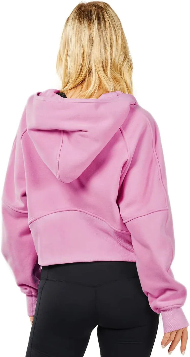 Womens Hoodies Oversized Sweatshirts Half Zip Pullover Cropped Long Sleeve Spring Fall Outfits Thumb Hole