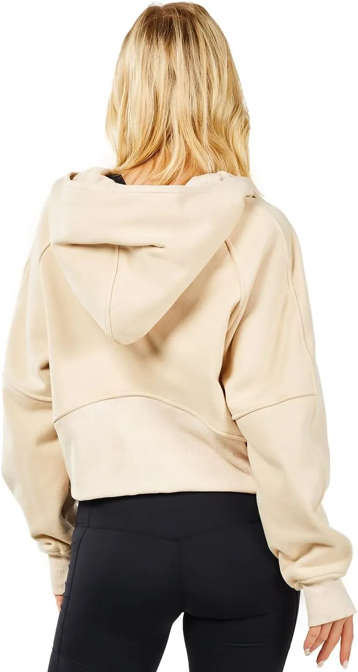 Womens Hoodies Oversized Sweatshirts Half Zip Pullover Cropped Long Sleeve Spring Fall Outfits Thumb Hole
