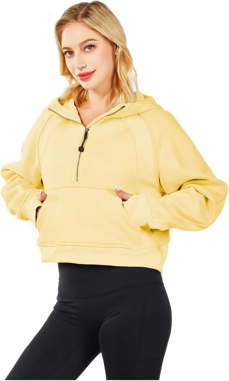 Womens Hoodies Oversized Sweatshirts Half Zip Pullover Cropped Long Sleeve Spring Fall Outfits Thumb Hole
