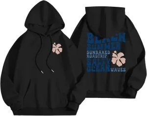 Womens Hoodies Pullover Womens Pink pom Puff Hoodie Y2K Preppy Oversized Sweatshirt for Teen Girls Long Sleeve Drawstring Pullover Hoodies CZ28-Black Small