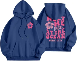 Womens Hoodies Pullover Womens Pink pom Puff Hoodie Y2K Preppy Oversized Sweatshirt for Teen Girls Long Sleeve Drawstring Pullover Hoodies Online Shopping EZ03-Blue Medium