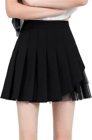 Women's Pleated Mini Skirts Summer High Waisted Holiday Mesh Athletic Golf Skort Skirts