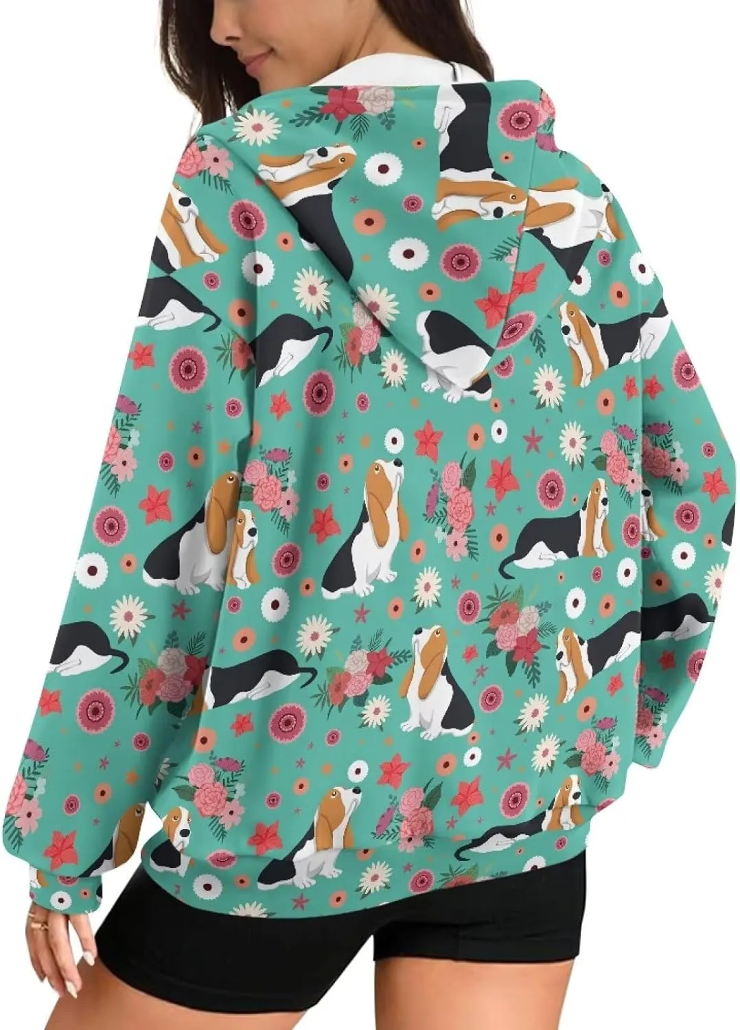 Women's Stylish Full-Zip Hoodies Oversized Hooded Sweatshirt Drawstring Long Sleeve Y2k Clothes with Pockets