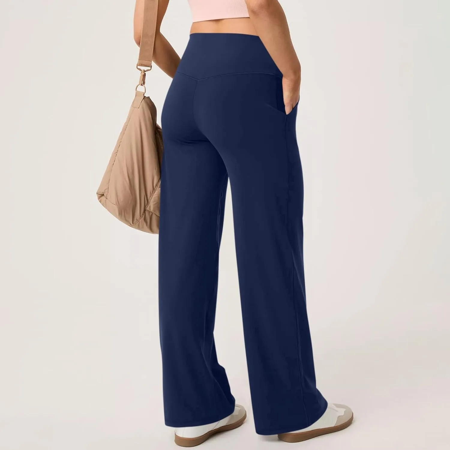 Womens Summer Yoga Pants Elastic High Waist Loose Fit Lightweight Quick Dry Casual Jogging Fitness Running Trouser