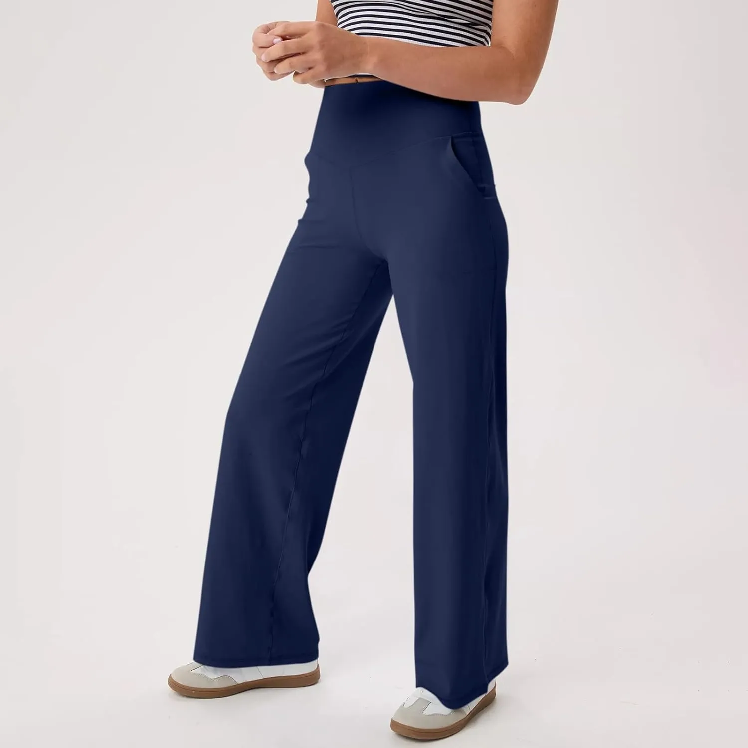 Womens Summer Yoga Pants Elastic High Waist Loose Fit Lightweight Quick Dry Casual Jogging Fitness Running Trouser