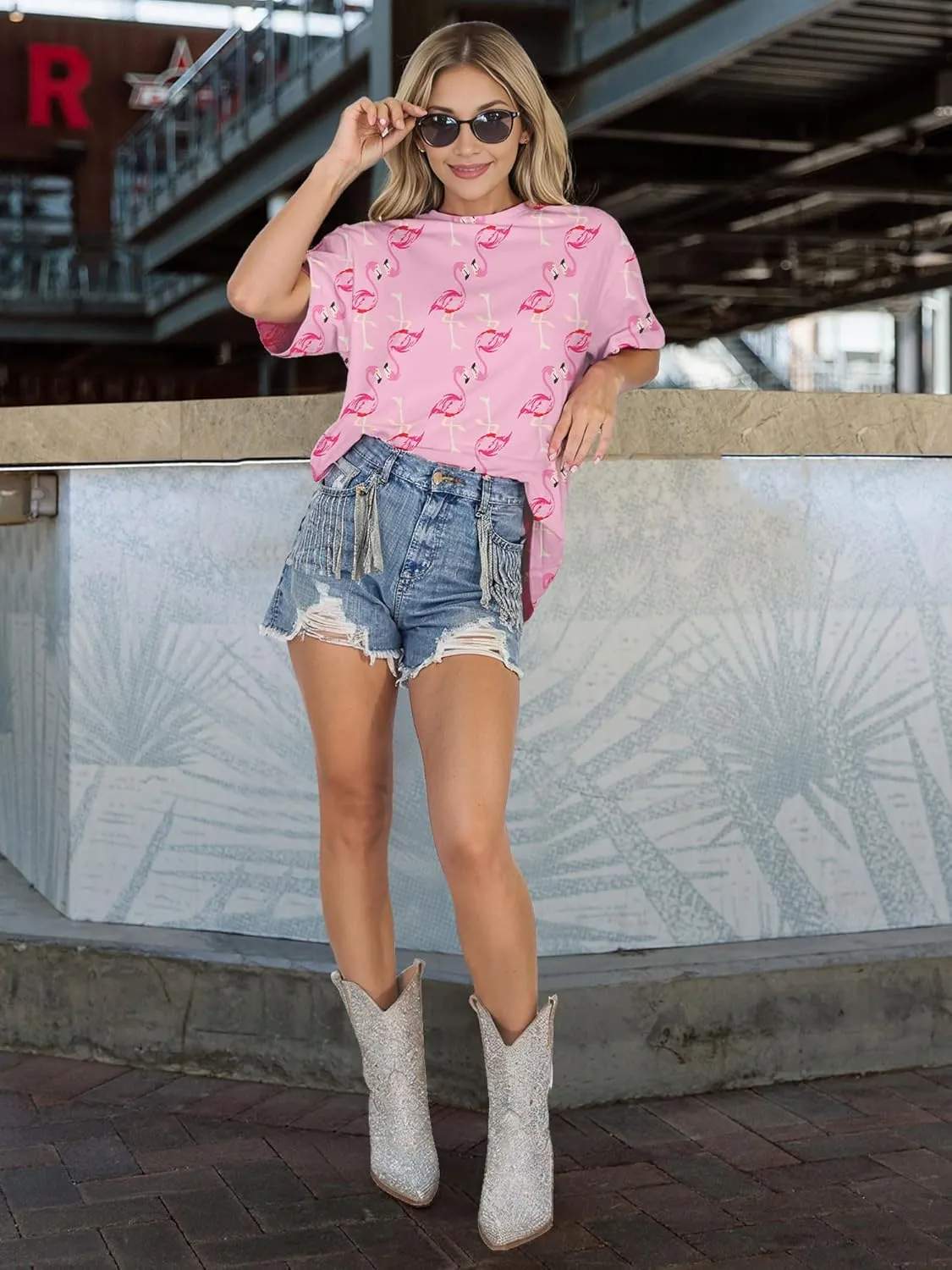 Womens Tie Dye Shirt Short Sleeve Crewneck Casual Loose Cute Tops Color-Block Pullover Sweatshirt
