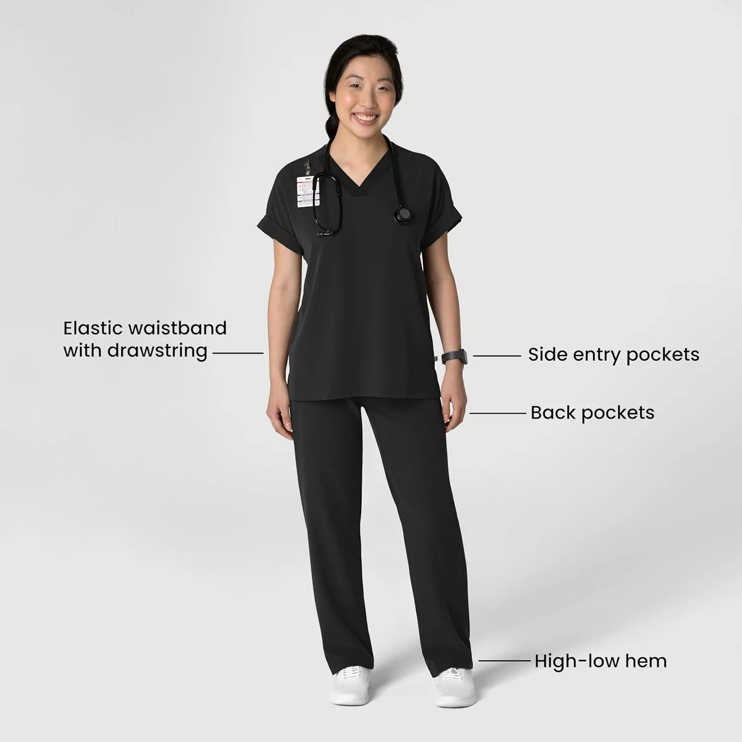WonderWink Women's Stovepipe High-Low Hem Scrub Pant