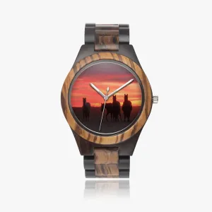 Wooden Watch Indian Ebony Horses Four Sunrise