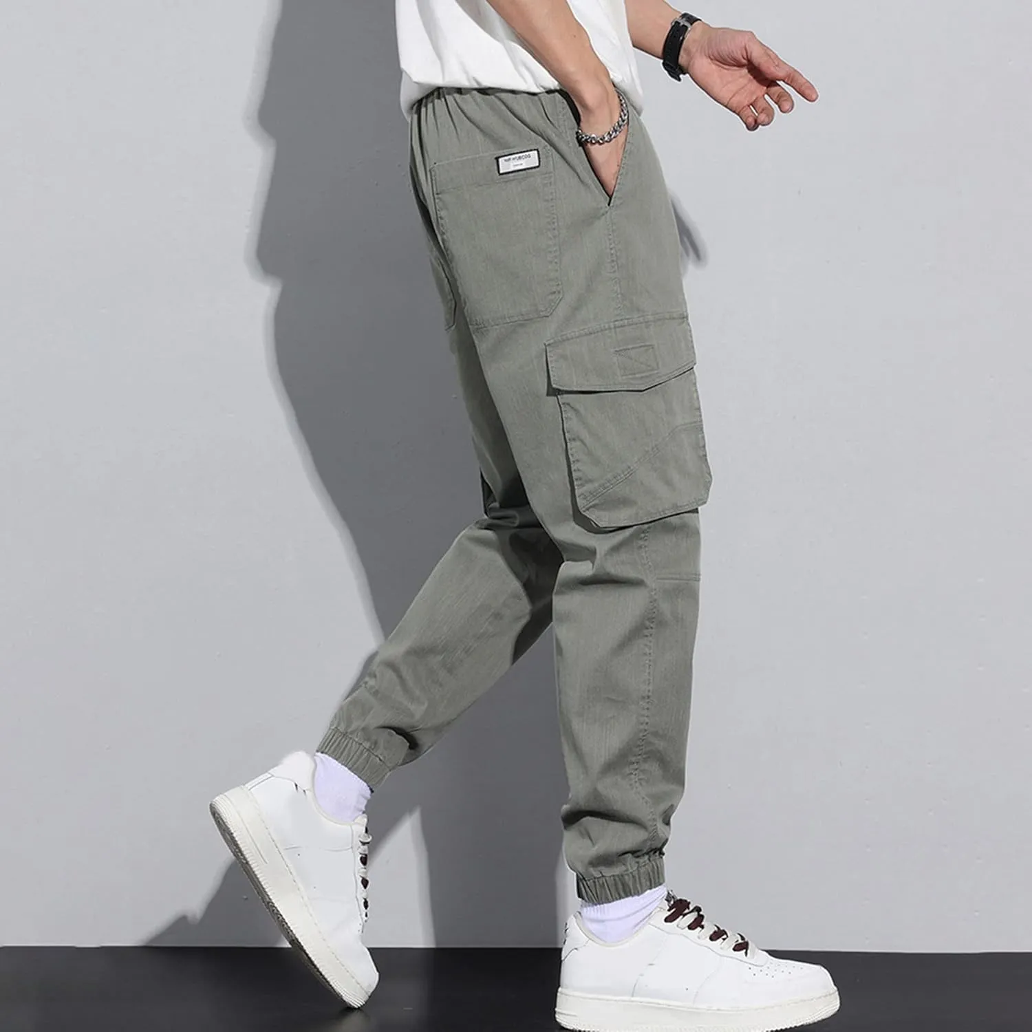 XYXIONGMAO Men's Functional Techwear Overalls Hip Hop Tactical Sweatpants Slacks Streetwear Harem Joggers Cargo Pants