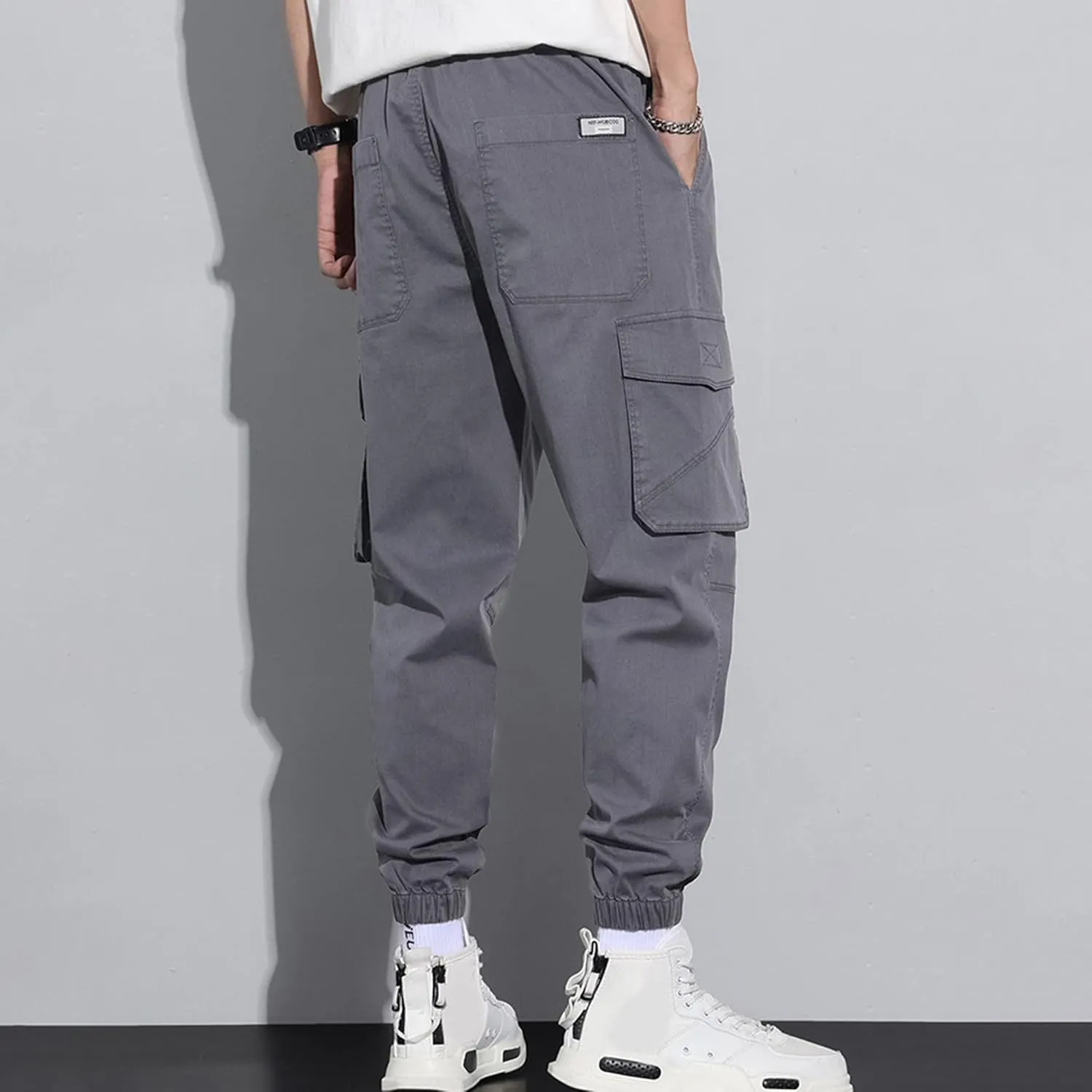 XYXIONGMAO Men's Functional Techwear Overalls Hip Hop Tactical Sweatpants Slacks Streetwear Harem Joggers Cargo Pants