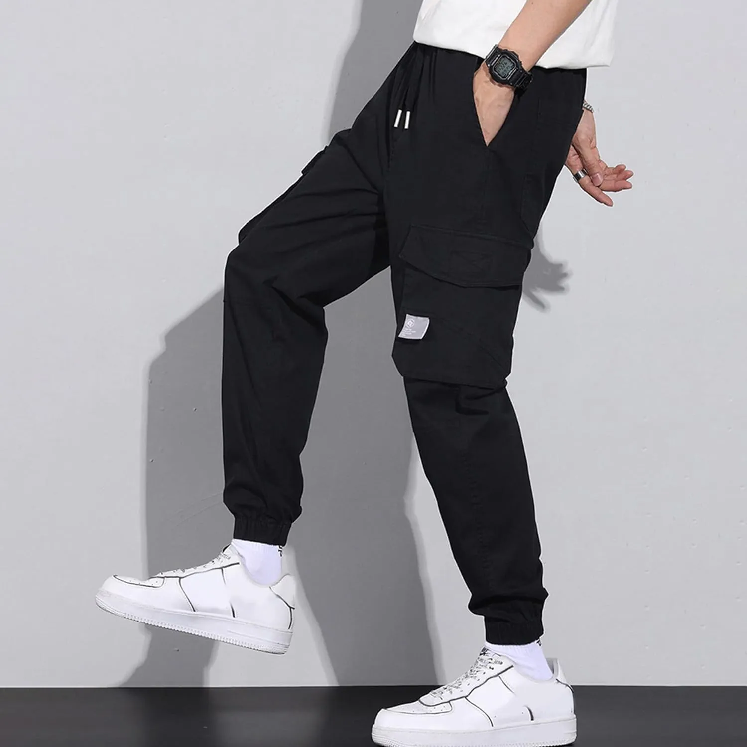 XYXIONGMAO Men's Functional Techwear Overalls Hip Hop Tactical Sweatpants Slacks Streetwear Harem Joggers Cargo Pants