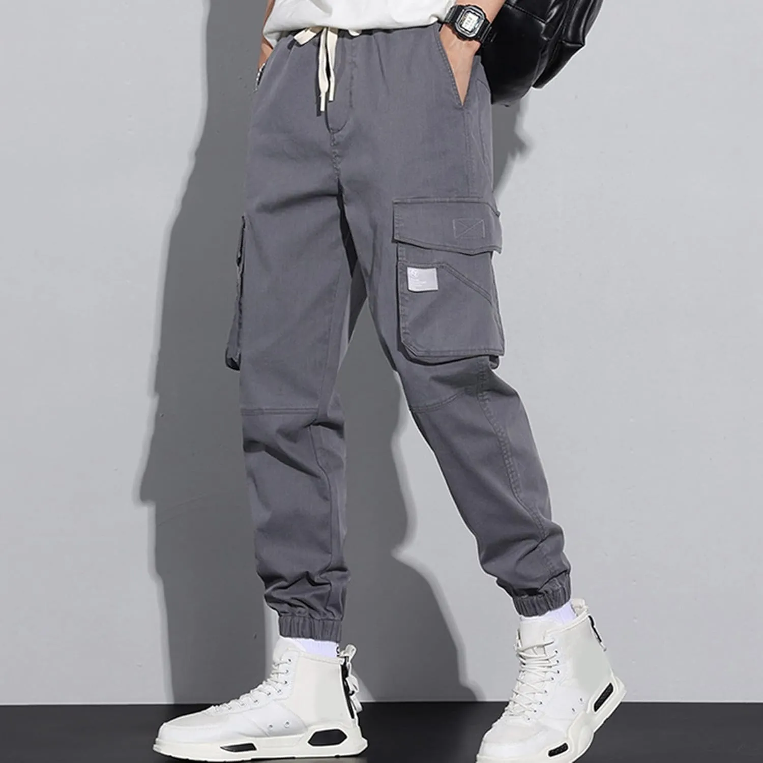XYXIONGMAO Men's Functional Techwear Overalls Hip Hop Tactical Sweatpants Slacks Streetwear Harem Joggers Cargo Pants