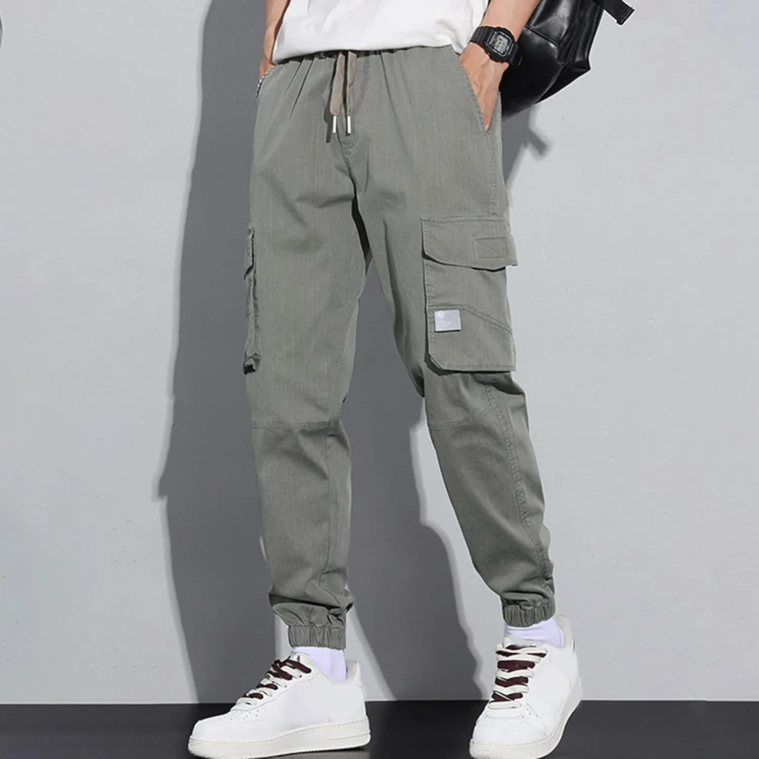 XYXIONGMAO Men's Functional Techwear Overalls Hip Hop Tactical Sweatpants Slacks Streetwear Harem Joggers Cargo Pants