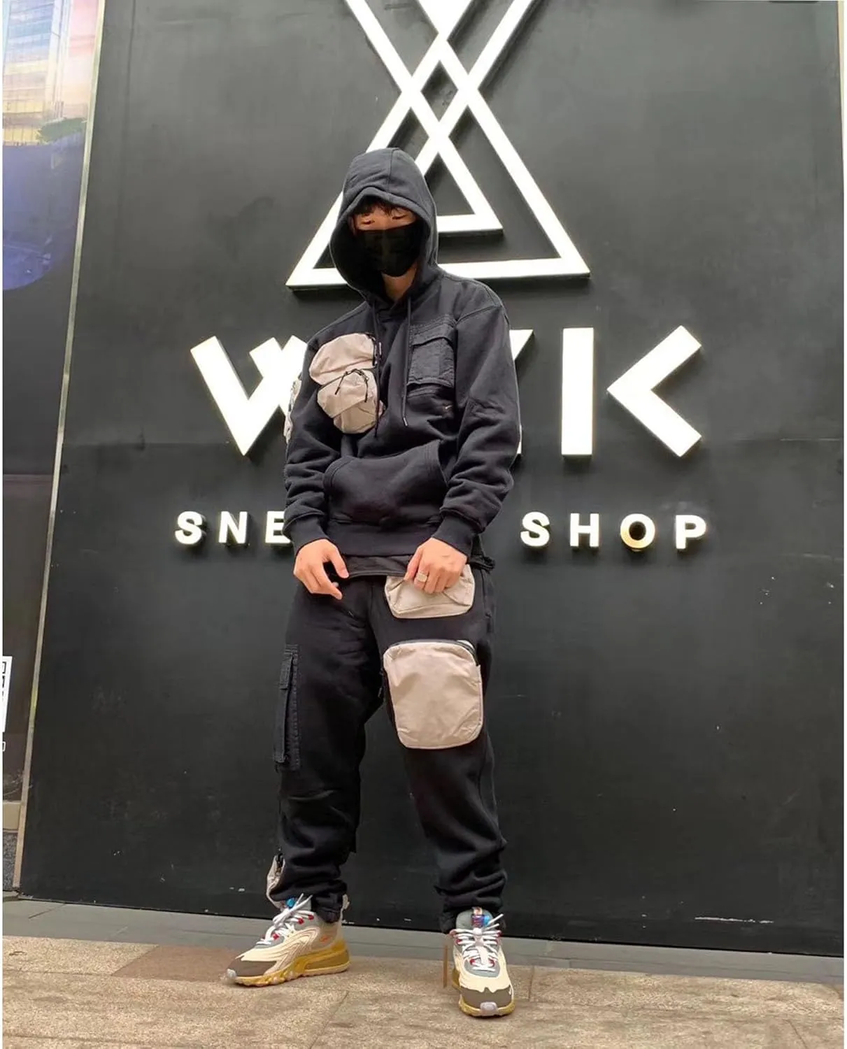 XYXIONGMAO Men's Multiple Pockets Cargo Sweatpants Men Baggy Pants Goth Streetwear Pants Mens Harem Pants Dark Rave Pants Men