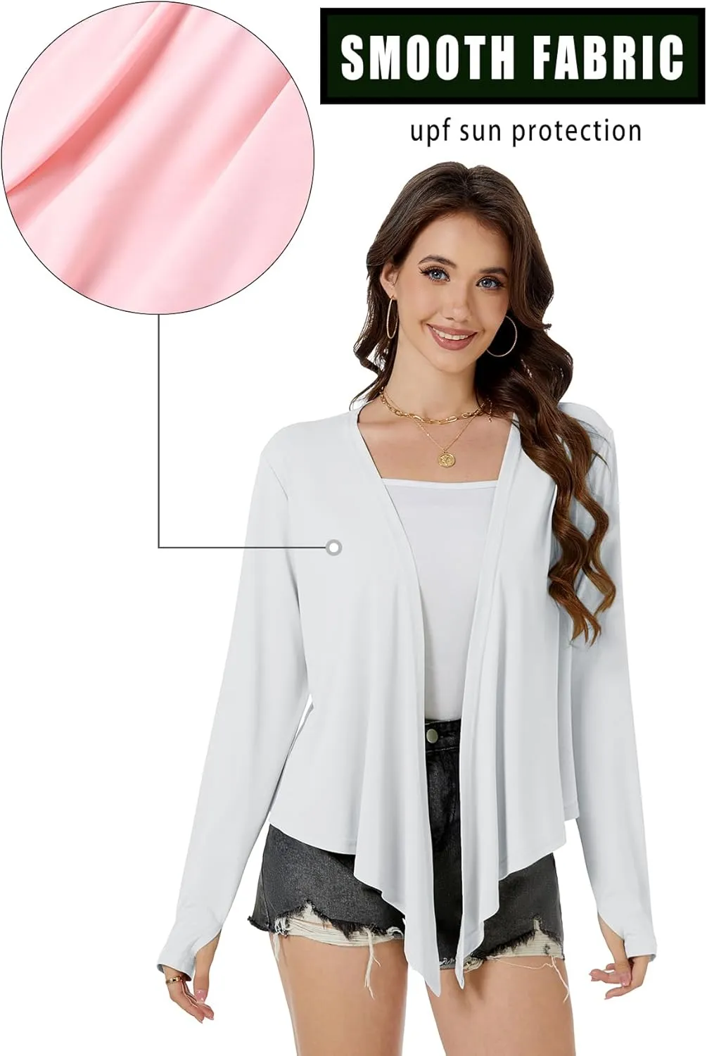 Yekaty Women's Summer Front Tie Cardigan Coveups Shrug Long Sleeve Lightweight Short Shawl Tops
