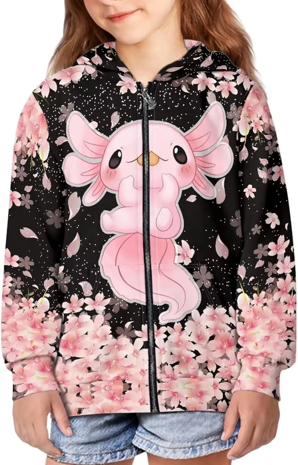 Yewattles Unisex Boys Girls Zip Up Hoodies Sweatshirts Long Sleeve Printed Top with Pockets Thin Coat for Age 6-16 Kids
