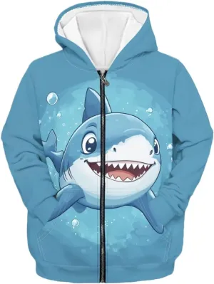 Yewattles Unisex Boys Girls Zip Up Hoodies Sweatshirts Long Sleeve Printed Top with Pockets Thin Coat for Age 6-16 Kids