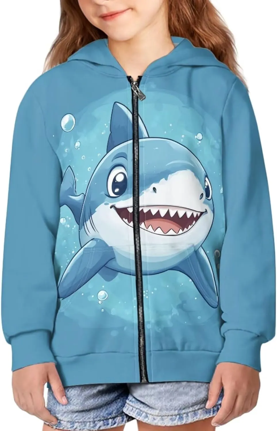 Yewattles Unisex Boys Girls Zip Up Hoodies Sweatshirts Long Sleeve Printed Top with Pockets Thin Coat for Age 6-16 Kids