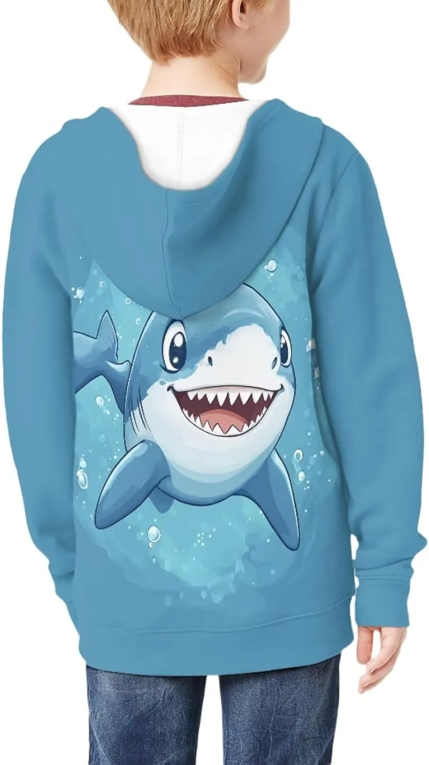 Yewattles Unisex Boys Girls Zip Up Hoodies Sweatshirts Long Sleeve Printed Top with Pockets Thin Coat for Age 6-16 Kids