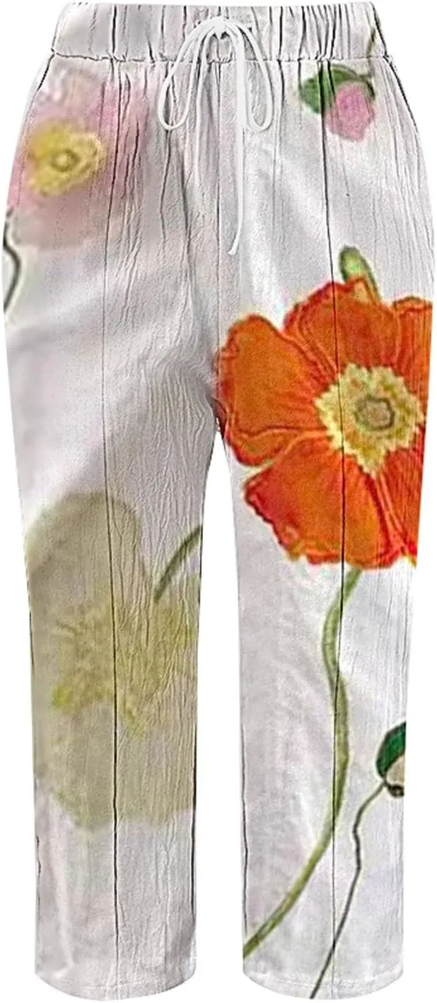 Yoga Pants with Pockets for Women Drawstring Pants Lightweight Elastic Waist Pants Leggings for Women Tummy Control