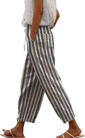 Yoga Pants with Pockets for Women Drawstring Pants Lightweight Elastic Waist Pants Leggings for Women Tummy Control