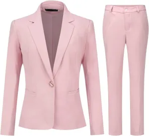 YUNCLOS Women's 2 Piece Office Work Suit Set One Button Blazer and Pants