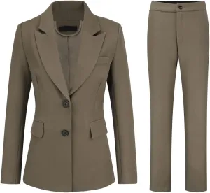 YUNCLOS Women's 2 Piece Office Work Suit Set One Button Blazer and Pants