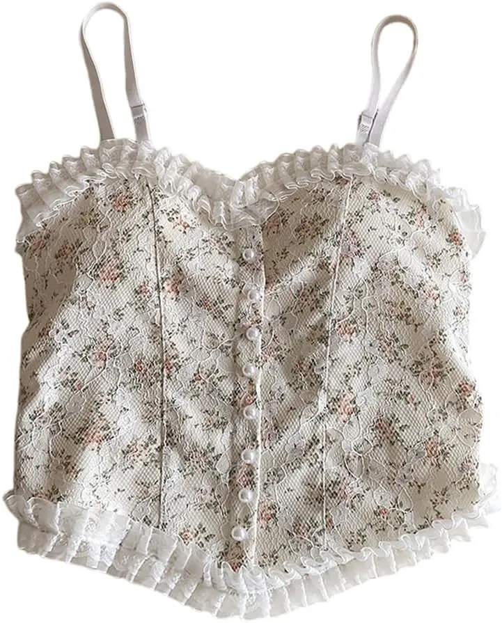 Zcargel 1/2PCS Floral Camisole Floral Lace Camisole Women Sexy Summer Tank Top Spaghetti Straps Camisole V-Neck Camisole