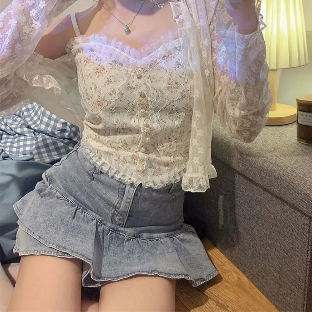 Zcargel 1/2PCS Floral Camisole Floral Lace Camisole Women Sexy Summer Tank Top Spaghetti Straps Camisole V-Neck Camisole